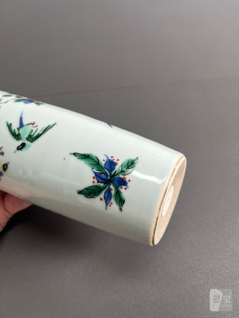 清顺治  青花五彩花鸟纹筒瓶 - 图15